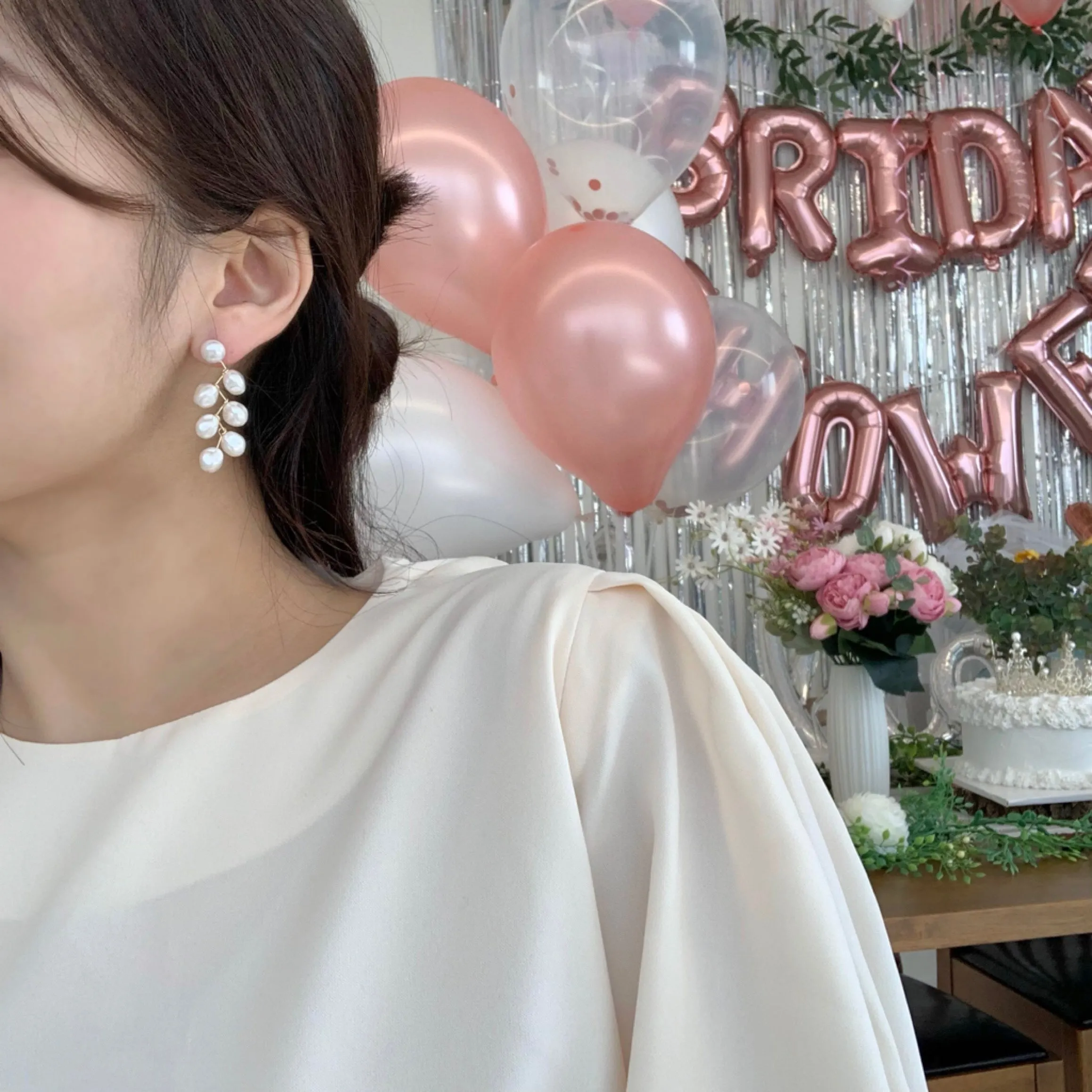 Delicate Pearl Chandelier Earrings