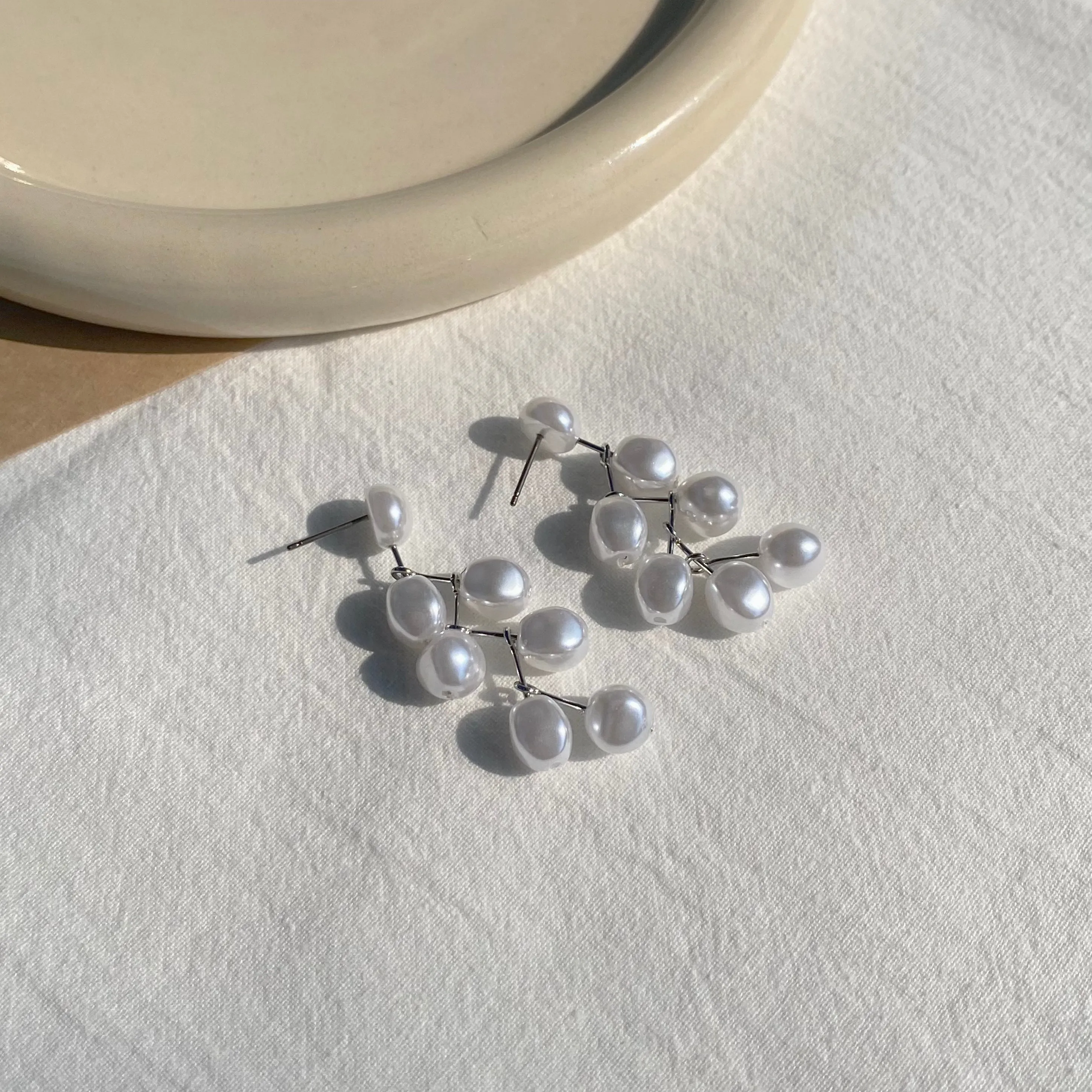 Delicate Pearl Chandelier Earrings
