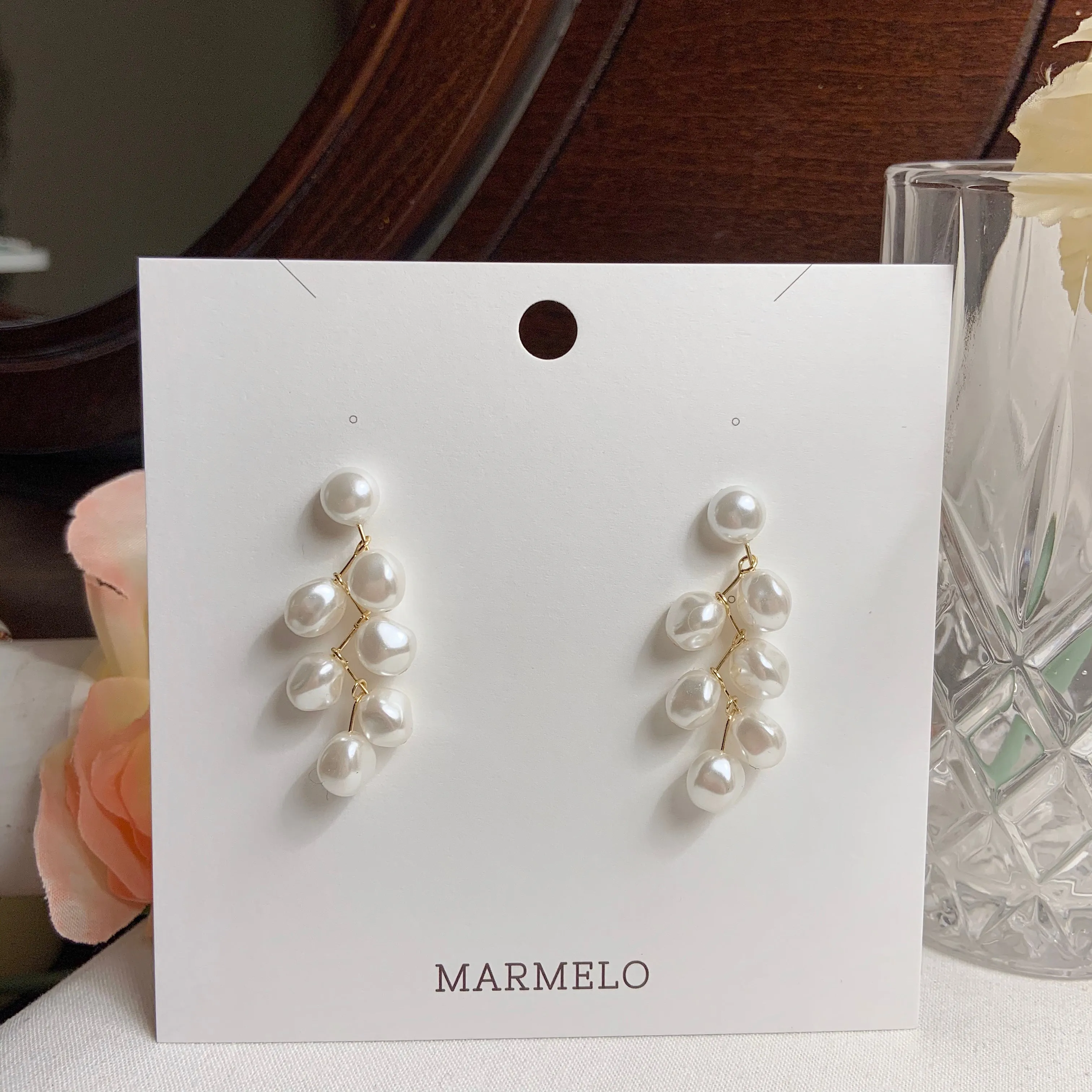 Delicate Pearl Chandelier Earrings