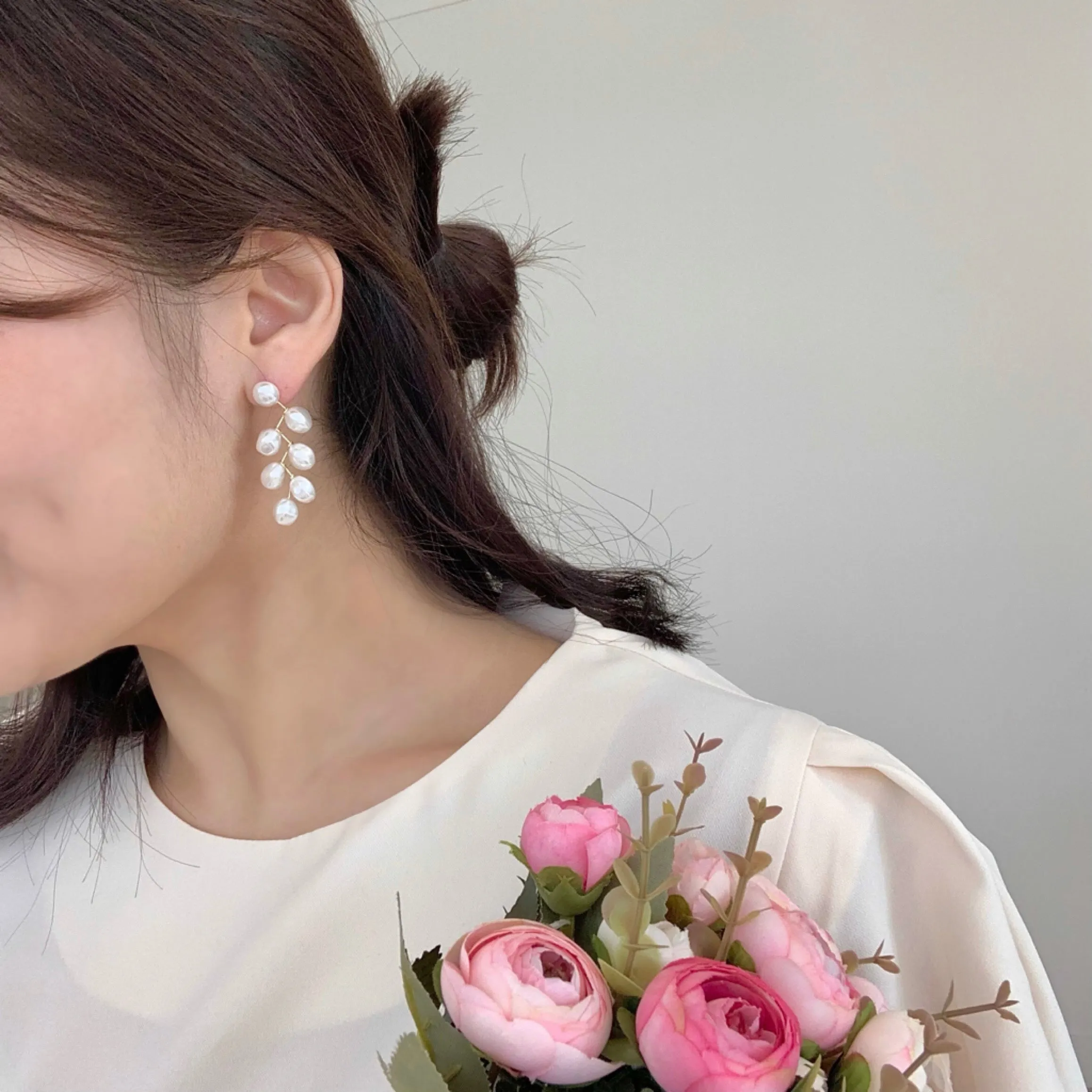 Delicate Pearl Chandelier Earrings
