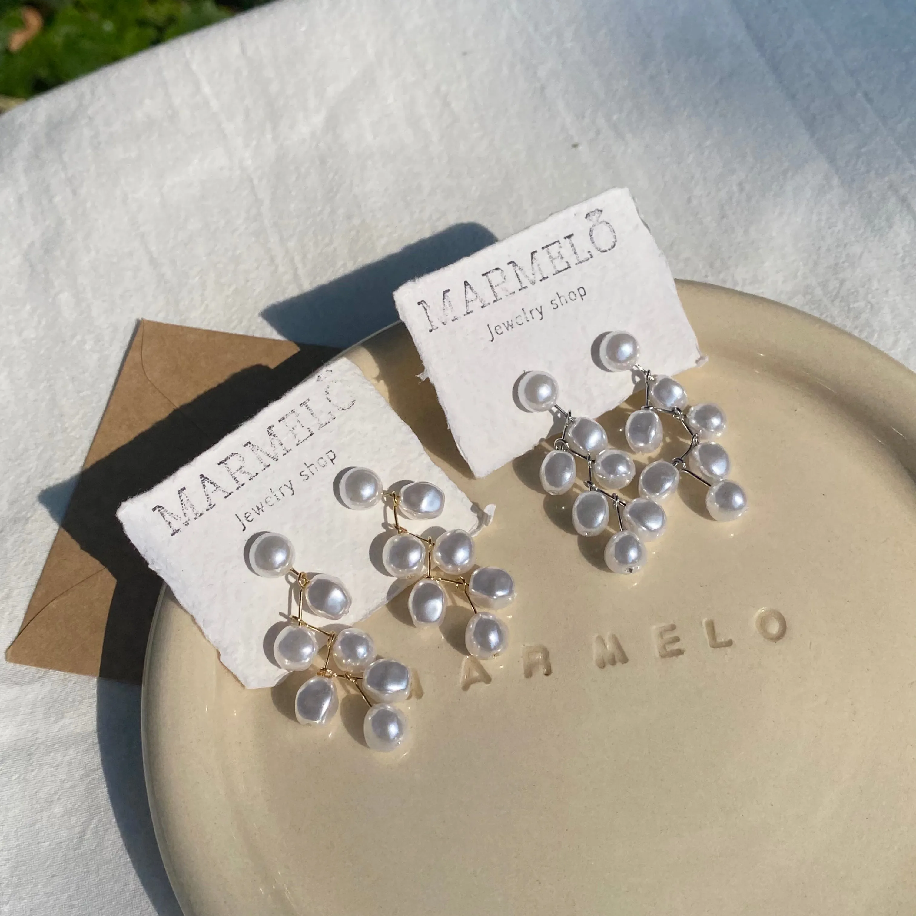 Delicate Pearl Chandelier Earrings