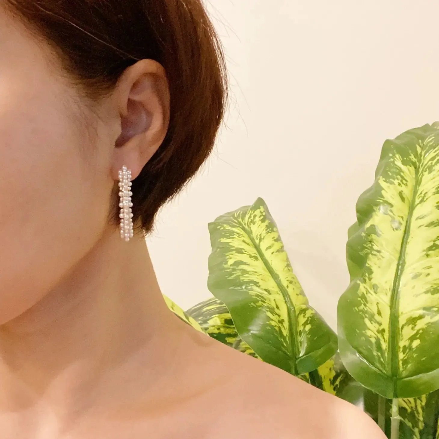 Delicate Pearl Hoop Earrings