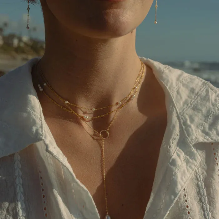 Delicate Pearl Station Necklace