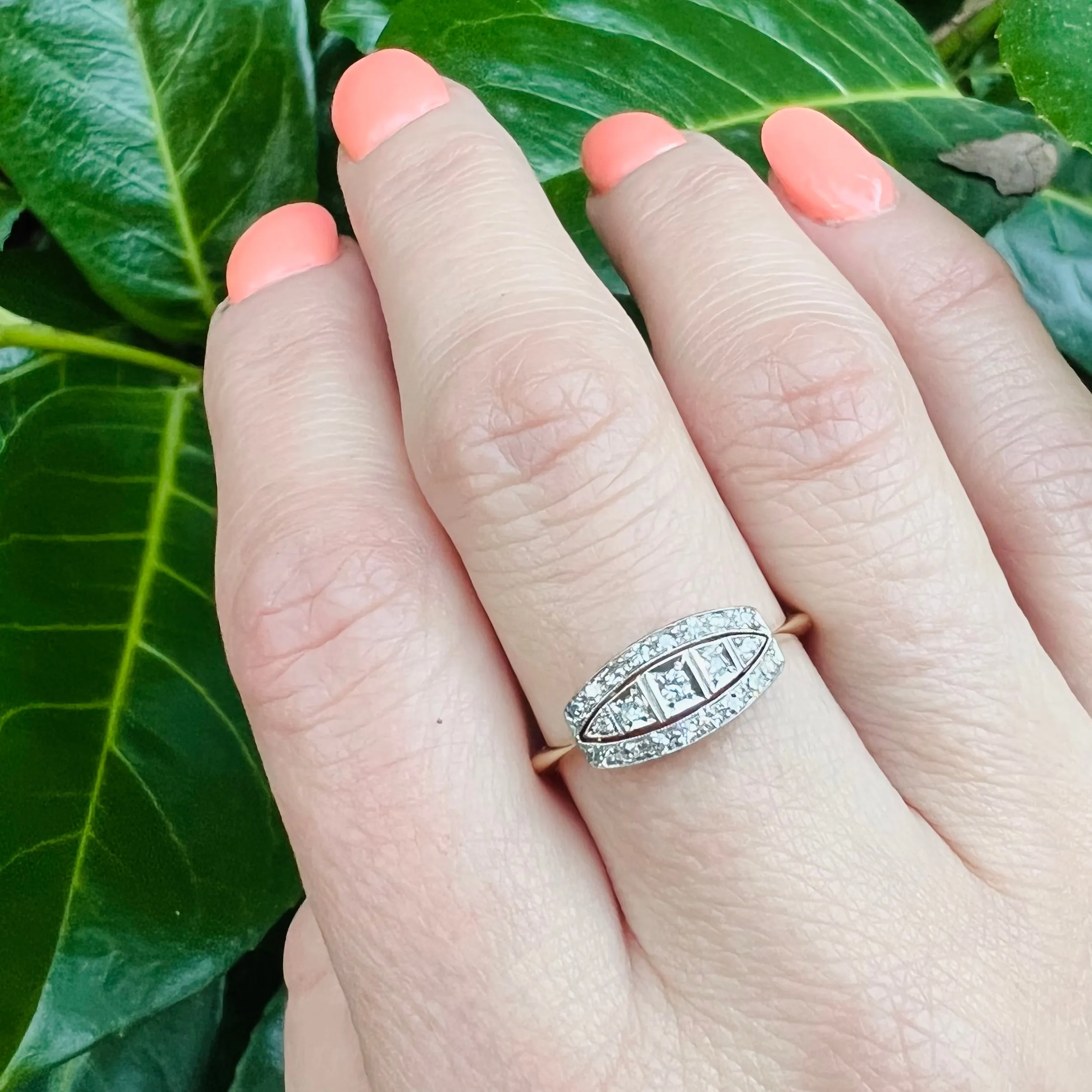 Delicate Pierced & Engraved Diamond Ring