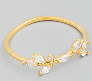 Delicate Rhinestone Stem Fashion Ring