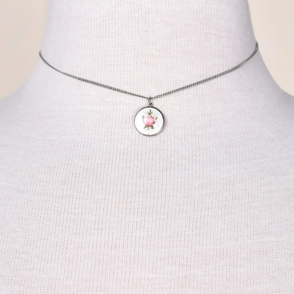 Delicate Rose Sterling Necklace
