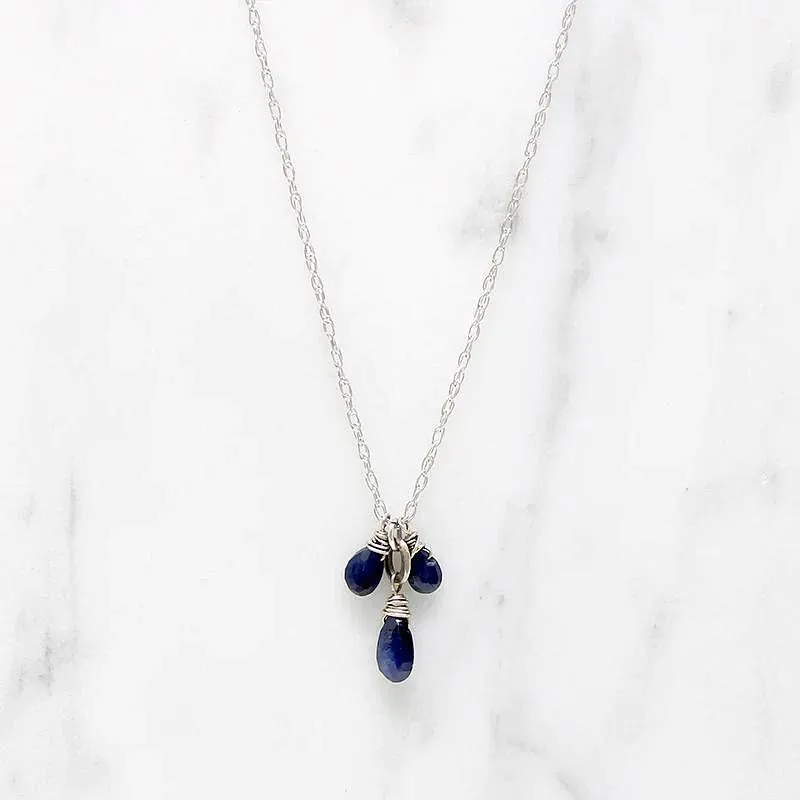 Delicate Sapphire Cluster Necklace by brunet
