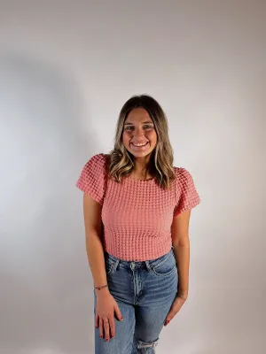 Delicate Short Sleeves Bubbled Top