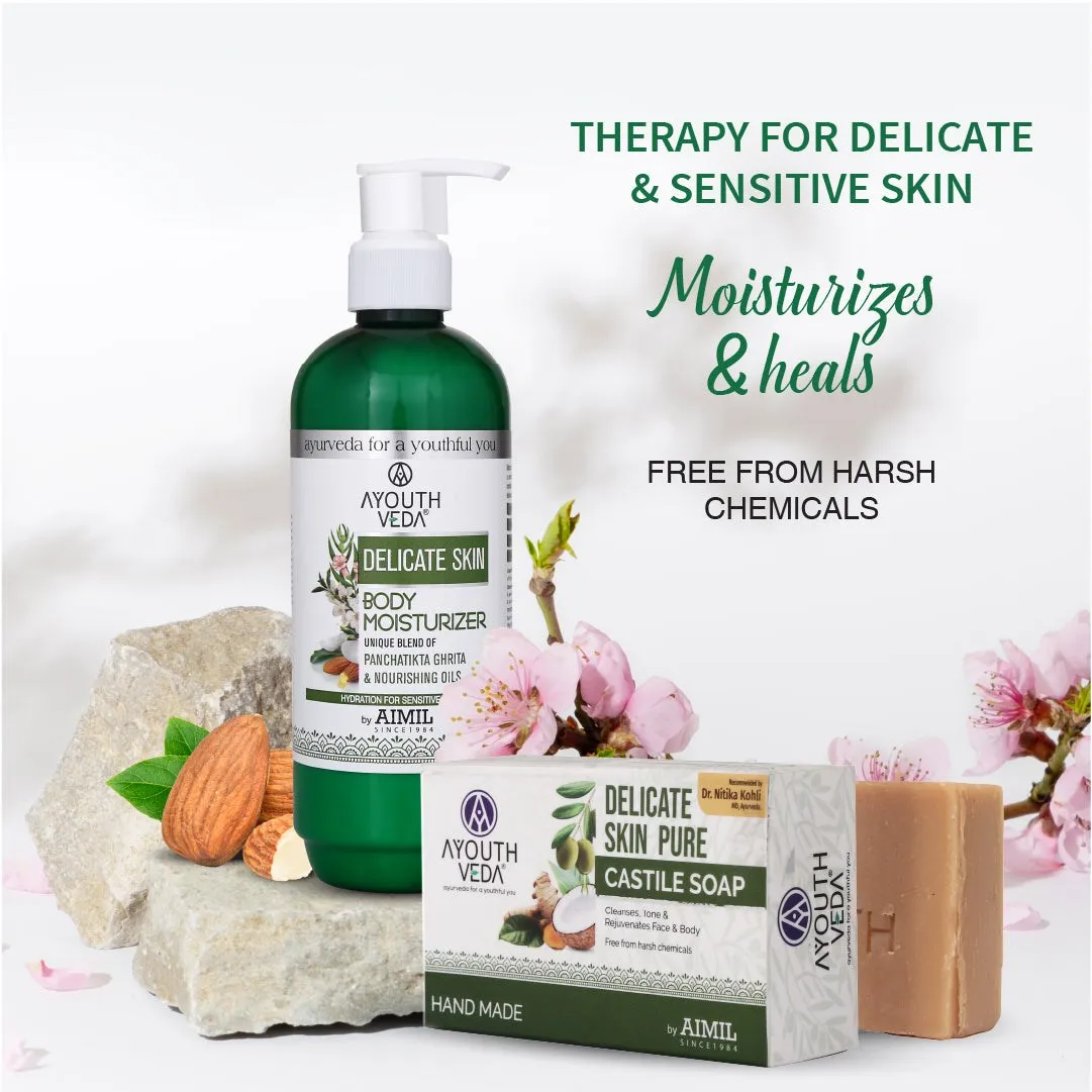 Delicate Skin Care Combo | Delicate Skin Pure Castile Soap (110g) & Delicate Skin Body Moisturizer (300 ml)