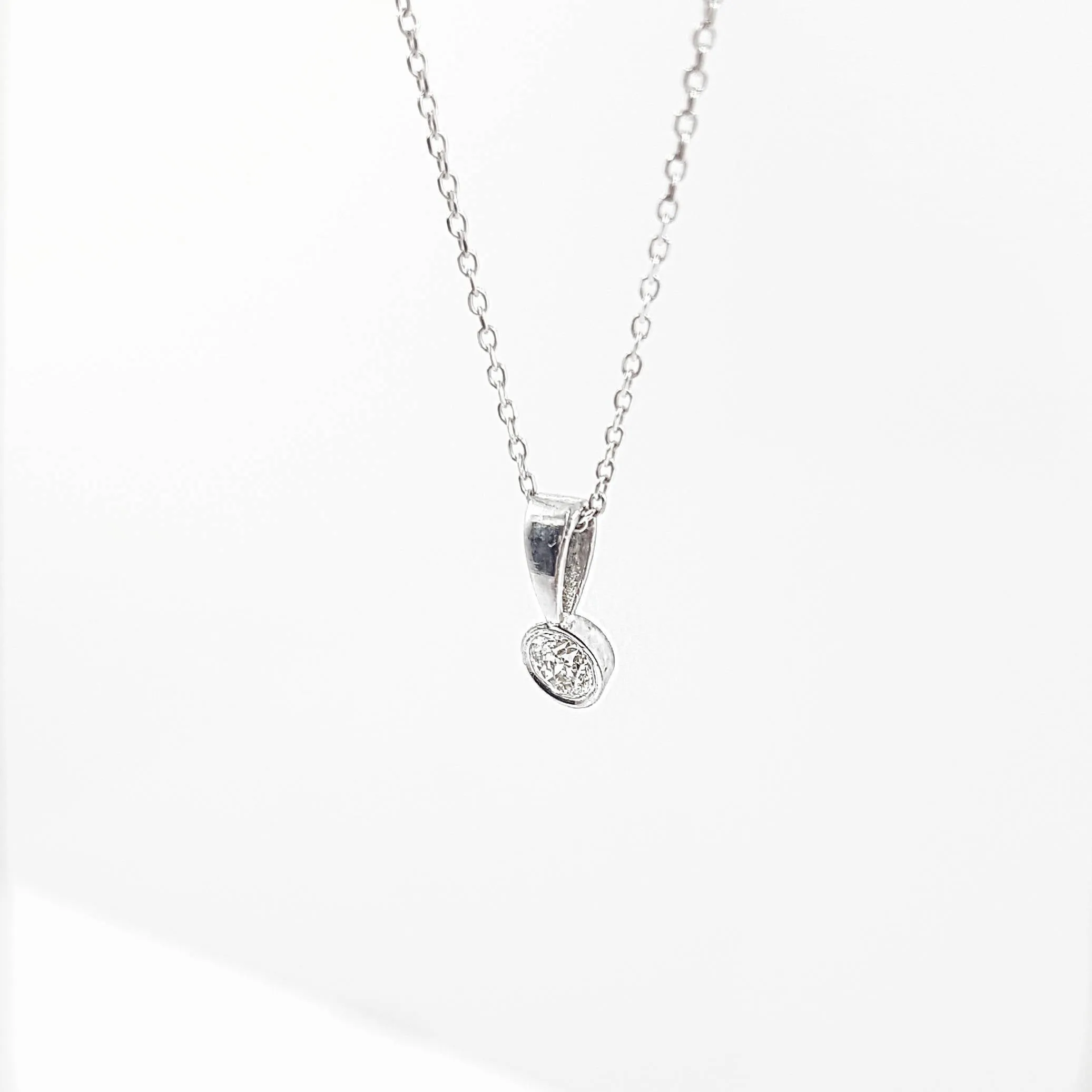 Delicate Solitaire Diamond Pendant Necklace