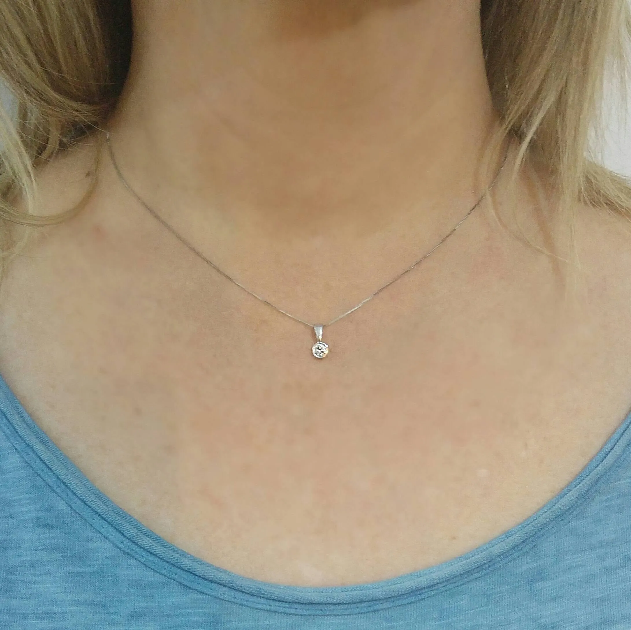 Delicate Solitaire Diamond Pendant Necklace