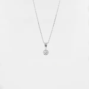 Delicate Solitaire Diamond Pendant Necklace