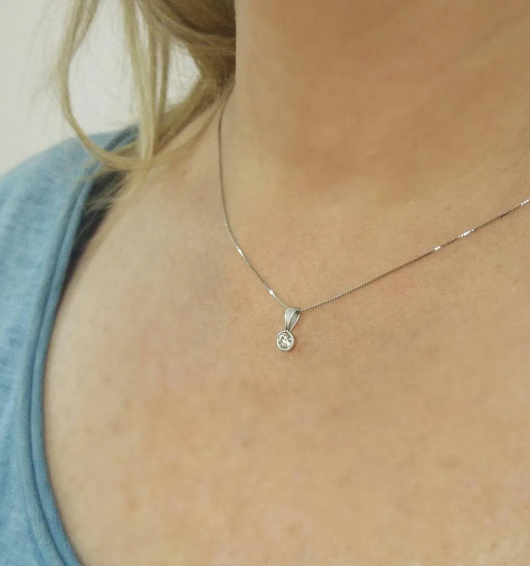 Delicate Solitaire Diamond Pendant Necklace