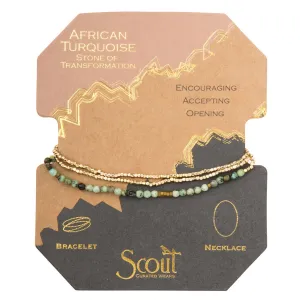 Delicate Stone Stack Bracelet/Necklace: African Turquoise