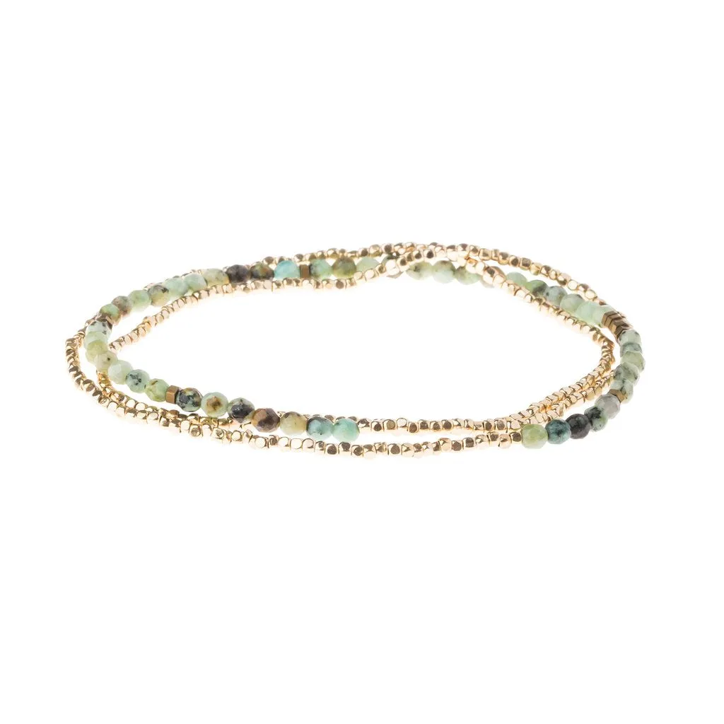 Delicate Stone Stack Bracelet/Necklace: African Turquoise