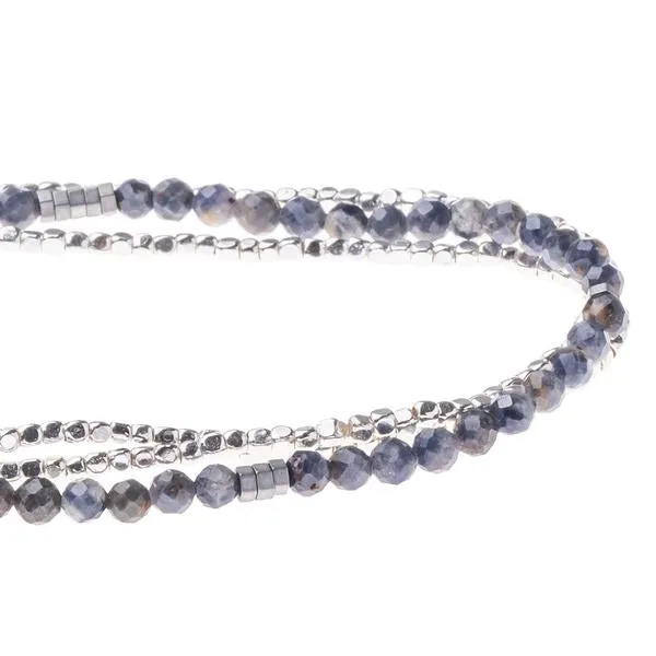 Delicate Stone Stack Bracelet/Necklace: Iolite   Sunstone