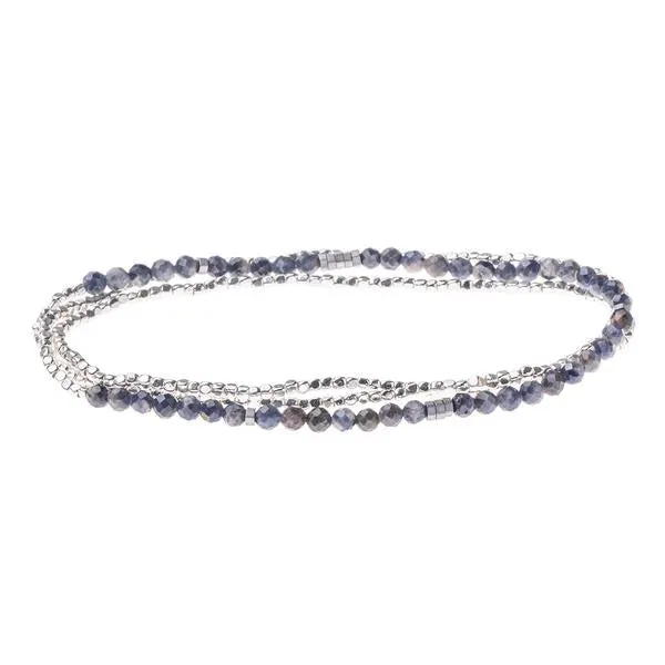Delicate Stone Stack Bracelet/Necklace: Iolite   Sunstone
