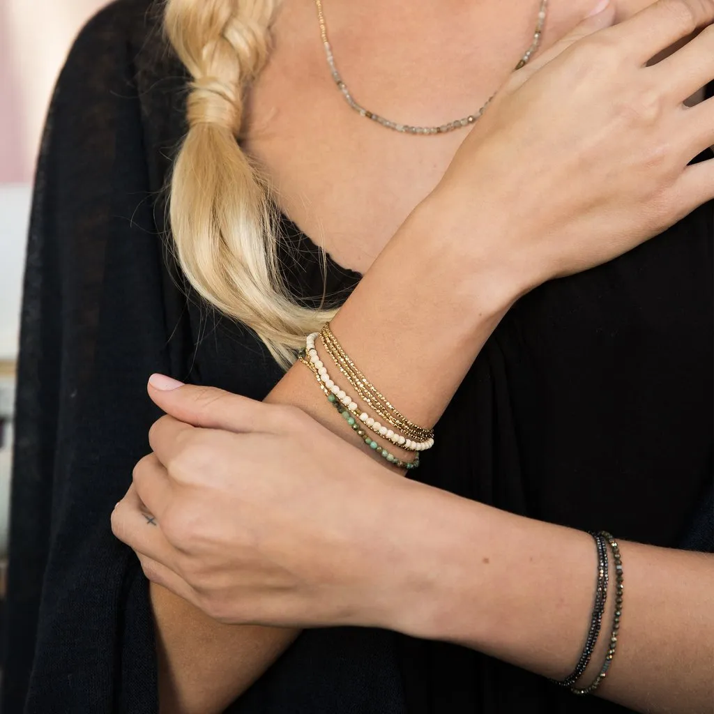 Delicate Stone Stack Bracelet/Necklace: Lapis