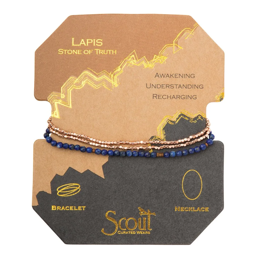 Delicate Stone Stack Bracelet/Necklace: Lapis