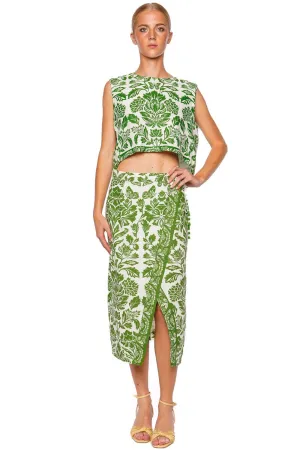 Delicate Tapestry Wrap Midi Skirt