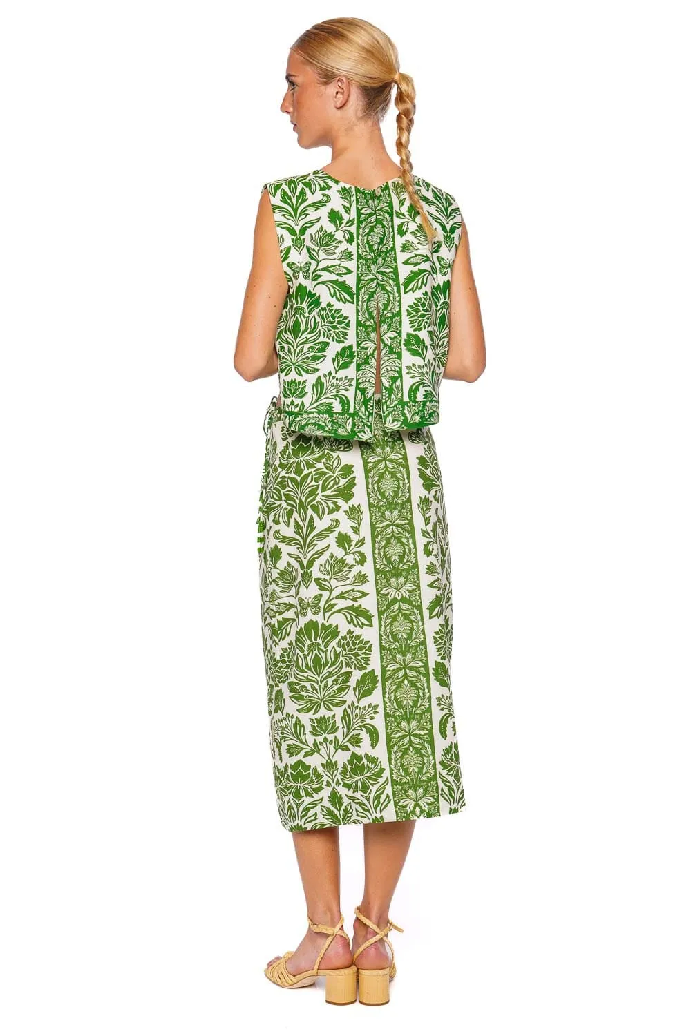 Delicate Tapestry Wrap Midi Skirt