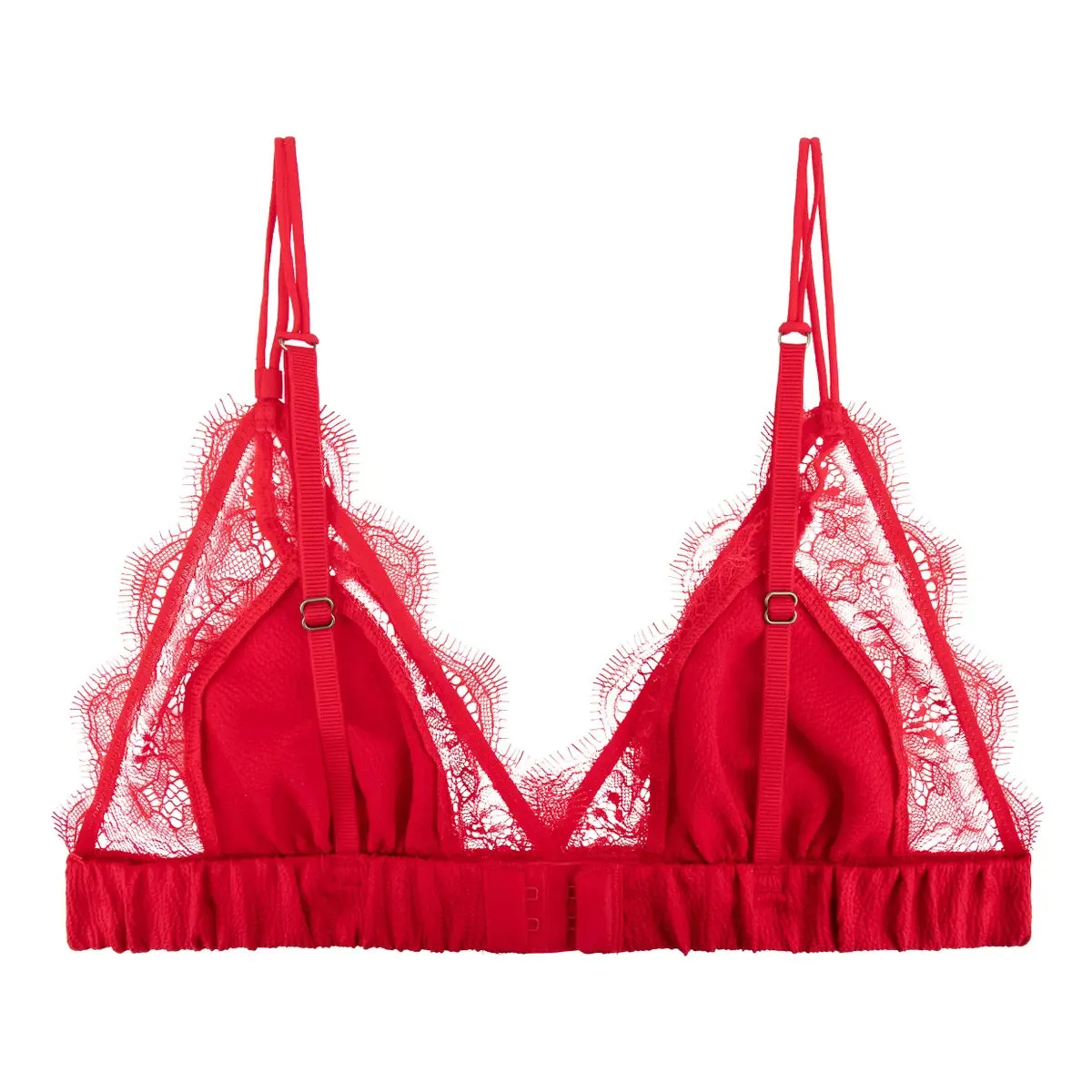 Delicate triangle bralette - LOVE LACE RED
