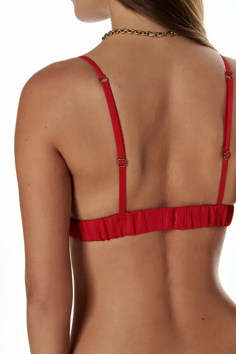 Delicate triangle bralette - LOVE LACE RED