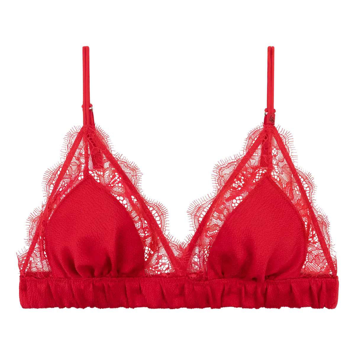 Delicate triangle bralette - LOVE LACE RED