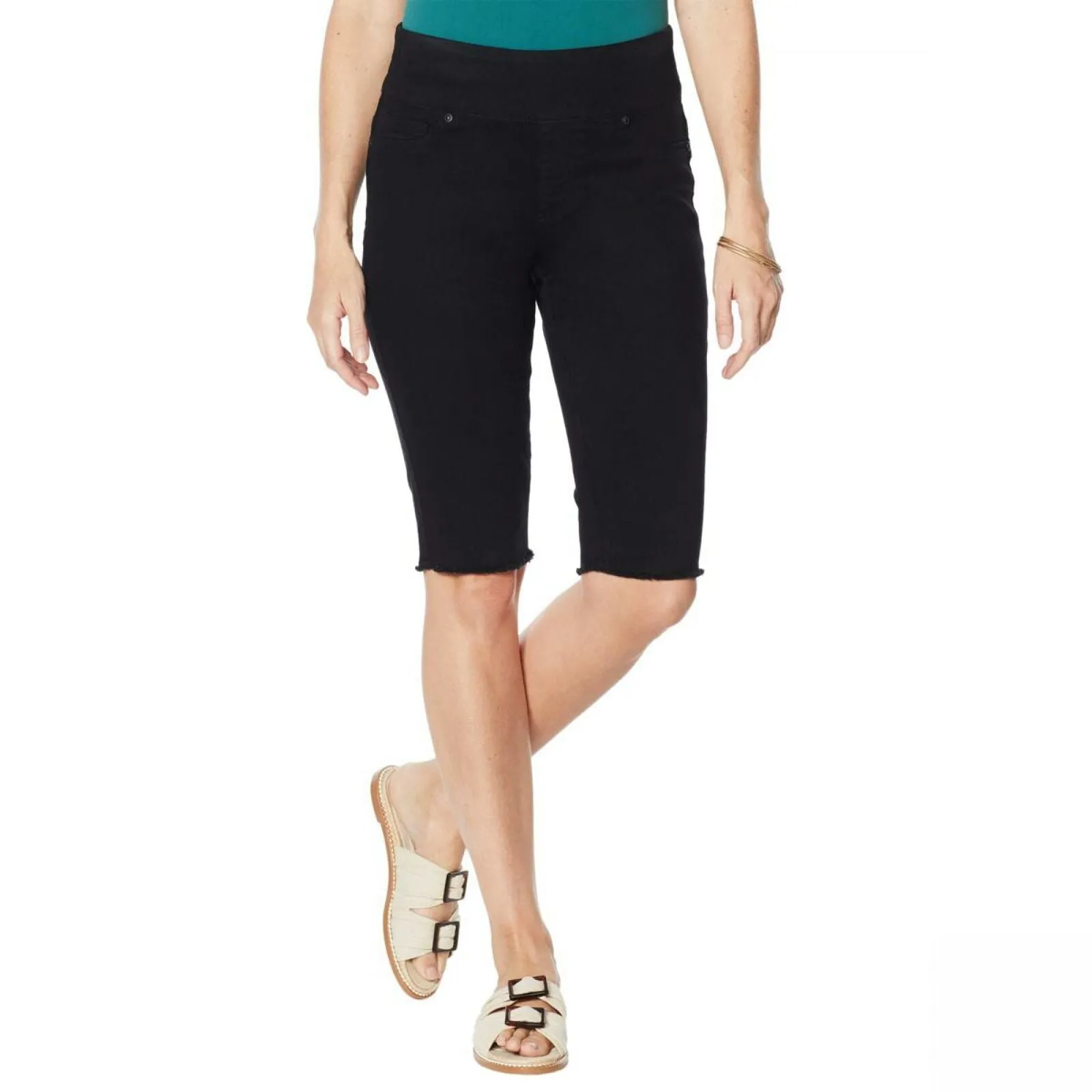 DG2 by Diane Gilman Plus Size Classic Stretch Pull-On Bermuda Shorts Black 3X