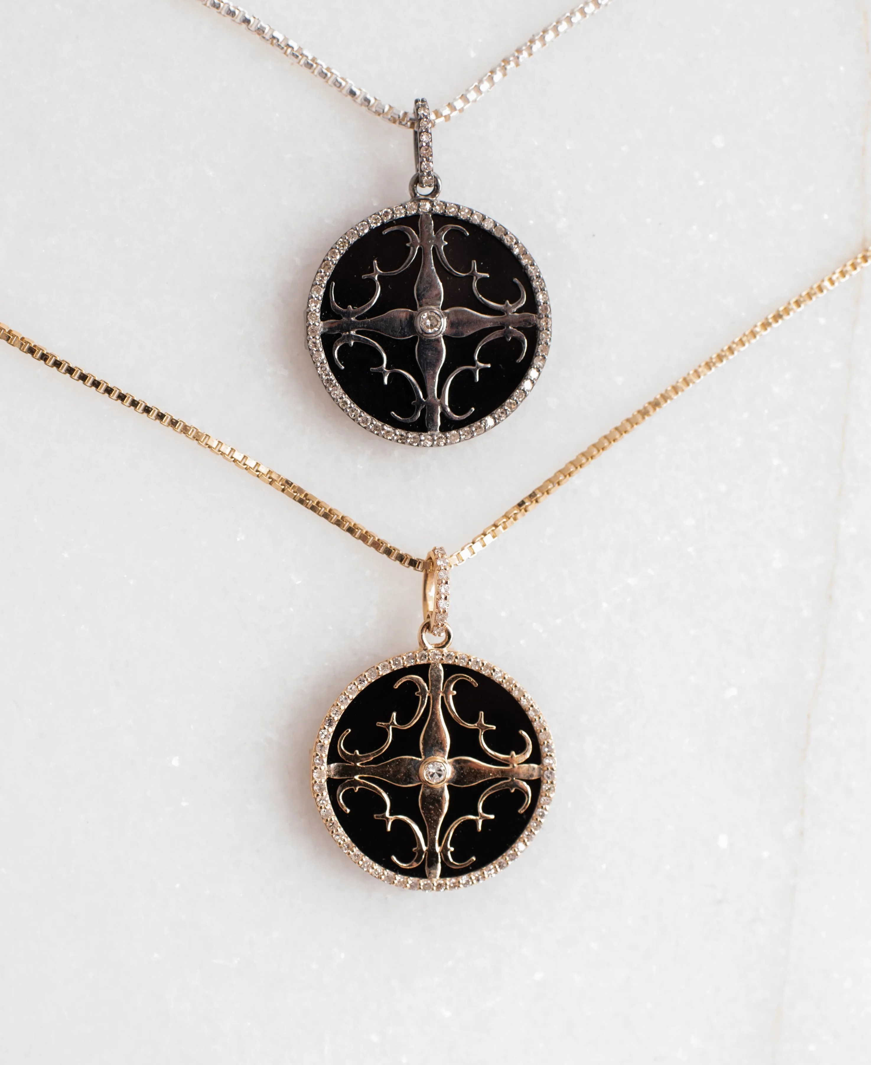 Diamond Onyx Cali Amulet - Silver