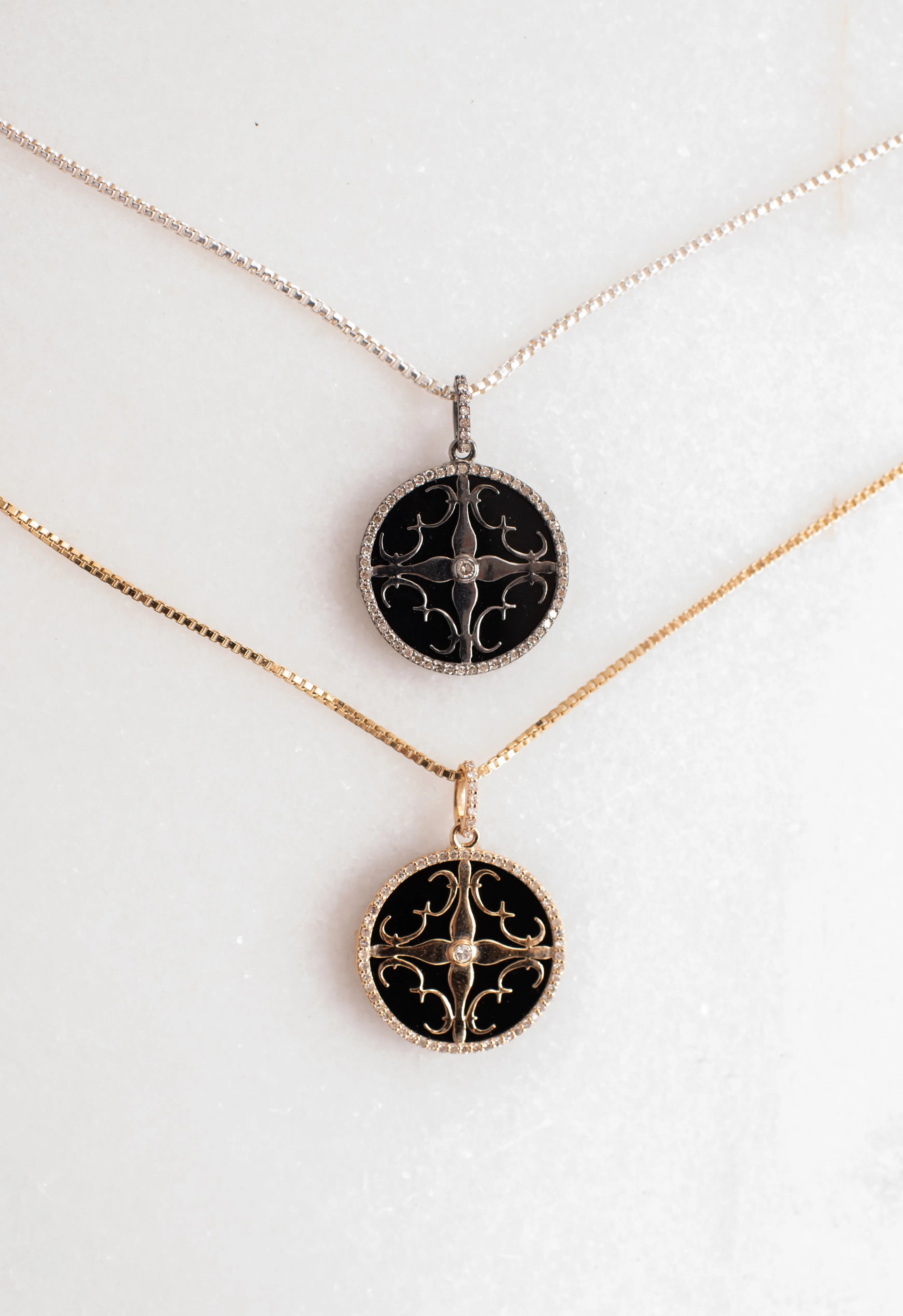 Diamond Onyx Cali Amulet - Silver