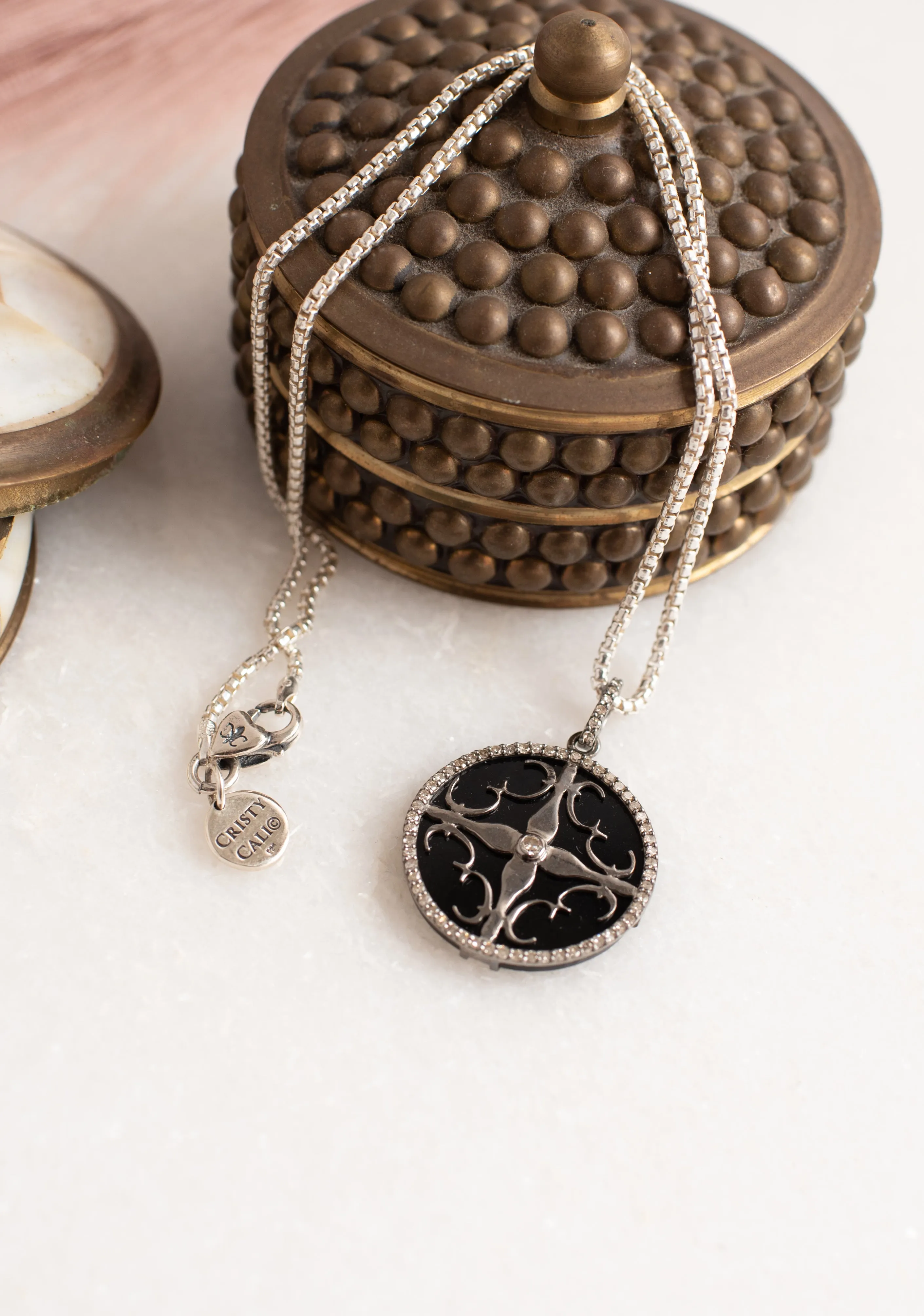 Diamond Onyx Cali Amulet - Silver