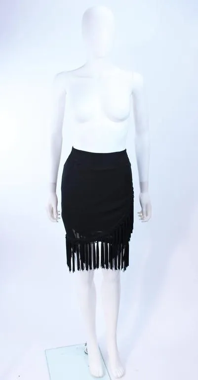 DIANE FREIS Black Chiffon Wrap Skirt with Tassels Size 4-6