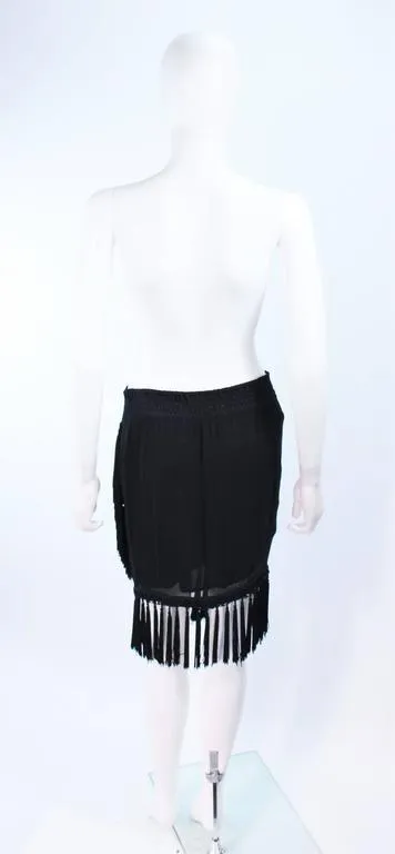 DIANE FREIS Black Chiffon Wrap Skirt with Tassels Size 4-6