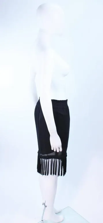 DIANE FREIS Black Chiffon Wrap Skirt with Tassels Size 4-6