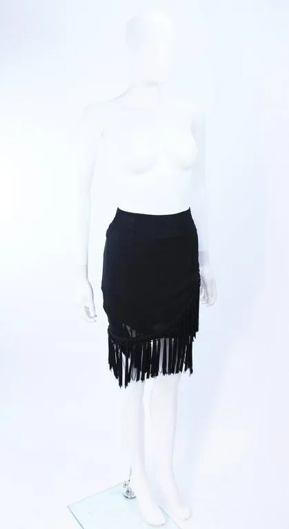 DIANE FREIS Black Chiffon Wrap Skirt with Tassels Size 4-6