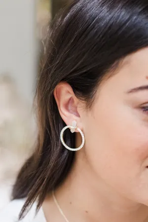 Double Point 2 in 1 Earrings in Moon Stone