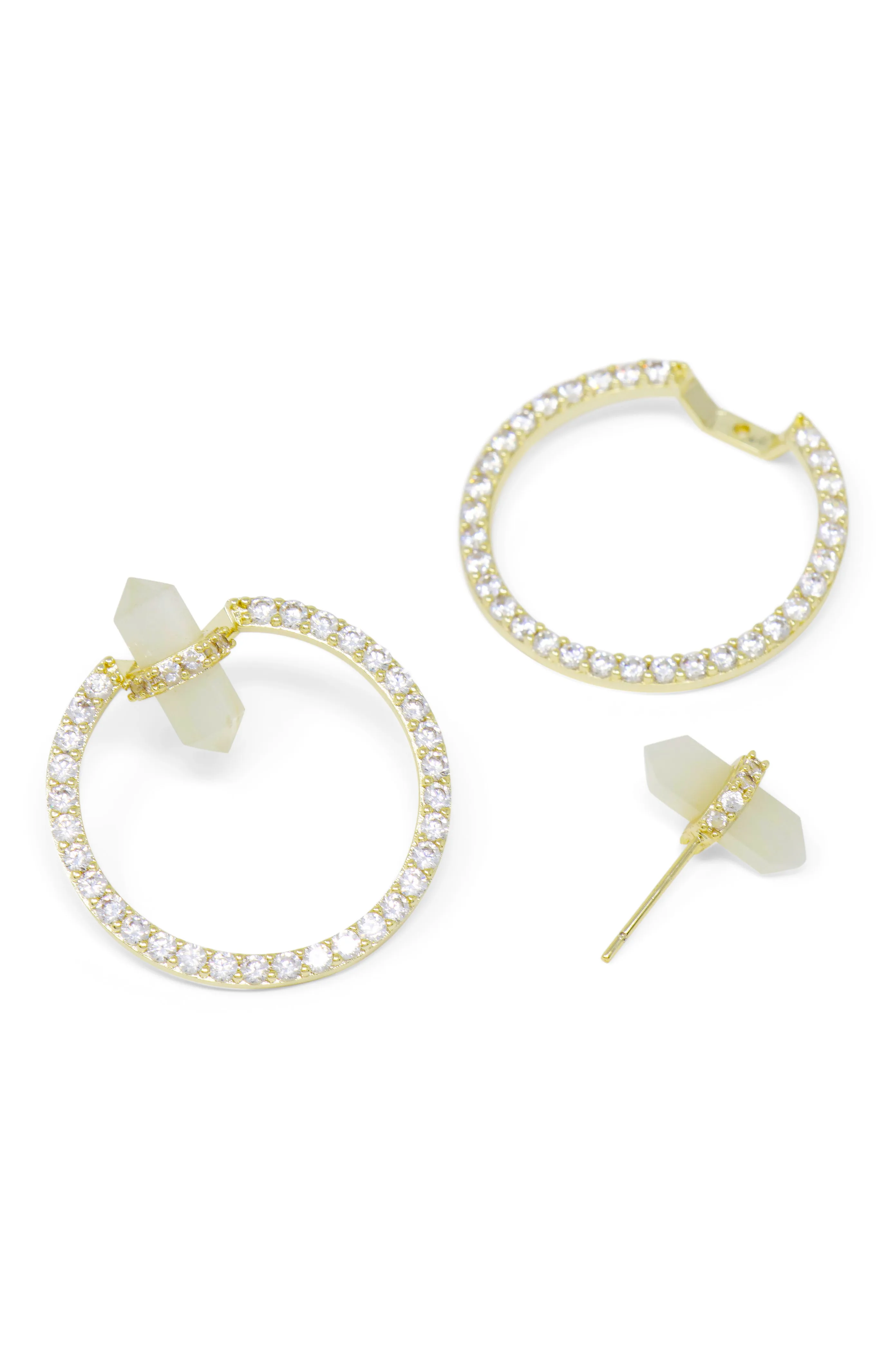 Double Point 2 in 1 Earrings in Moon Stone