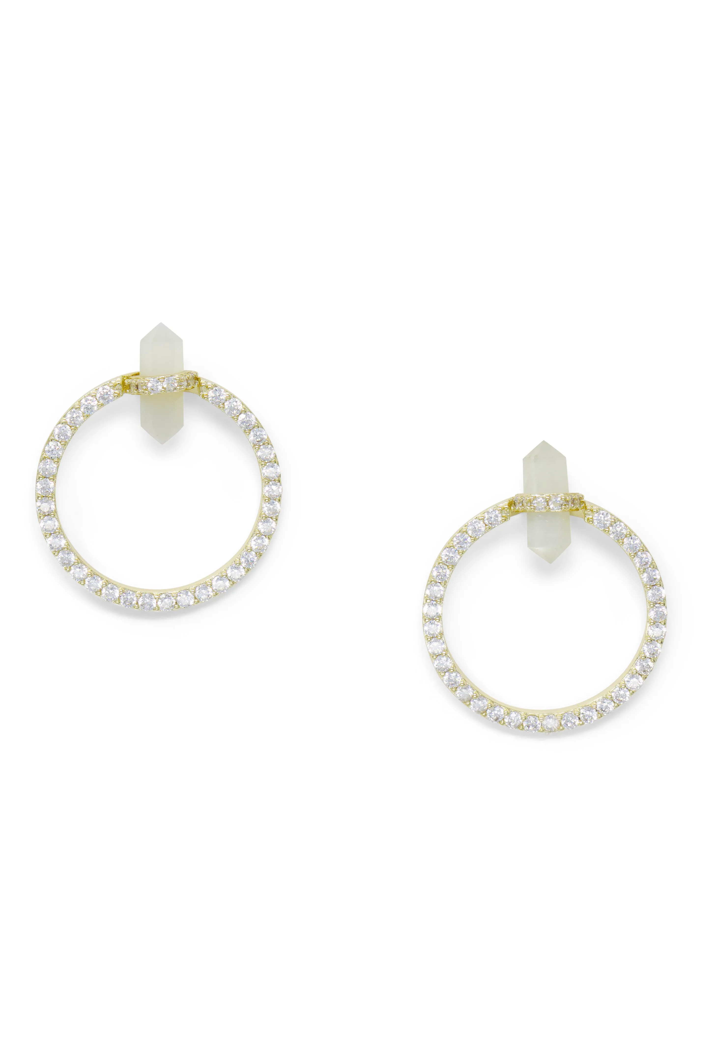 Double Point 2 in 1 Earrings in Moon Stone