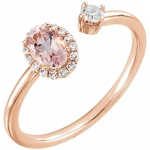 Duchess Morganite & Diamond Cuff Ring