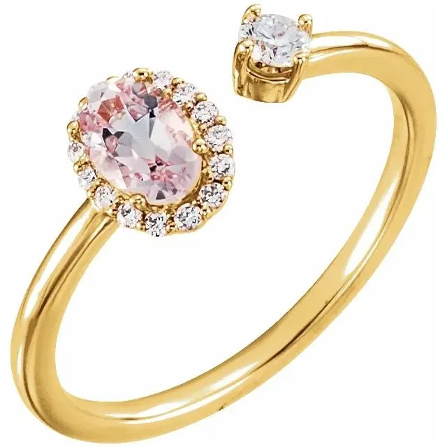 Duchess Morganite & Diamond Cuff Ring