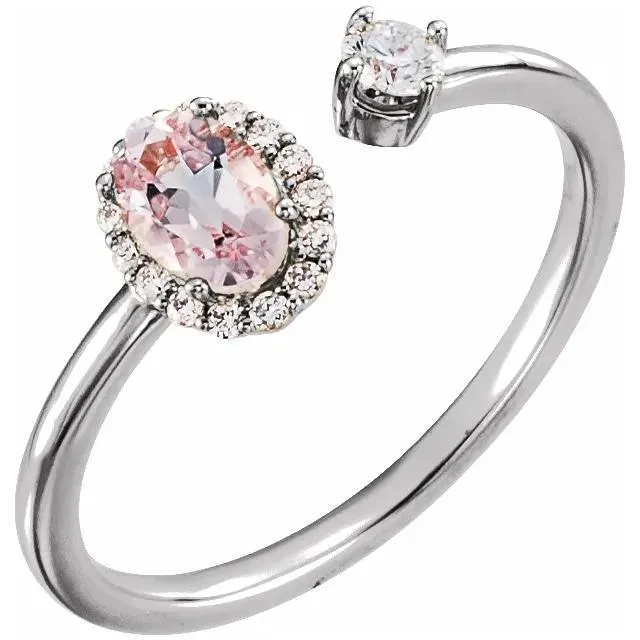 Duchess Morganite & Diamond Cuff Ring