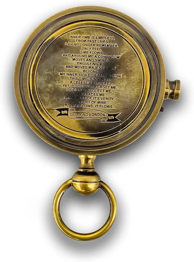 Engraved Poem Compass Gift with Wooden Box | Engraved with Poem Inner Time is Limitless | Useful for Hiking, Trekking, Camping | Traveller, Trekker Inspirational Gift for Graduation Baptism Friendship