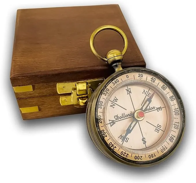 Engraved Poem Compass Gift with Wooden Box | Engraved with Poem Inner Time is Limitless | Useful for Hiking, Trekking, Camping | Traveller, Trekker Inspirational Gift for Graduation Baptism Friendship