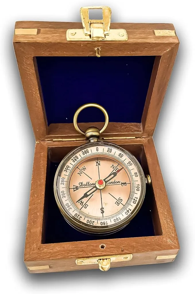 Engraved Poem Compass Gift with Wooden Box | Engraved with Poem Inner Time is Limitless | Useful for Hiking, Trekking, Camping | Traveller, Trekker Inspirational Gift for Graduation Baptism Friendship