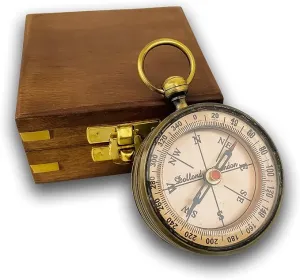 Engraved Poem Compass Gift with Wooden Box | Engraved with Poem Inner Time is Limitless | Useful for Hiking, Trekking, Camping | Traveller, Trekker Inspirational Gift for Graduation Baptism Friendship
