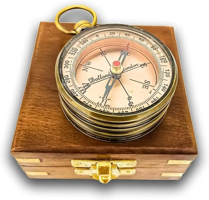 Engraved Poem Compass Gift with Wooden Box | Engraved with Poem Inner Time is Limitless | Useful for Hiking, Trekking, Camping | Traveller, Trekker Inspirational Gift for Graduation Baptism Friendship