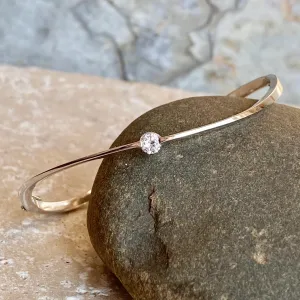 Estate 14KT White Gold Diamond Abstract Wave Bangle Bracelet
