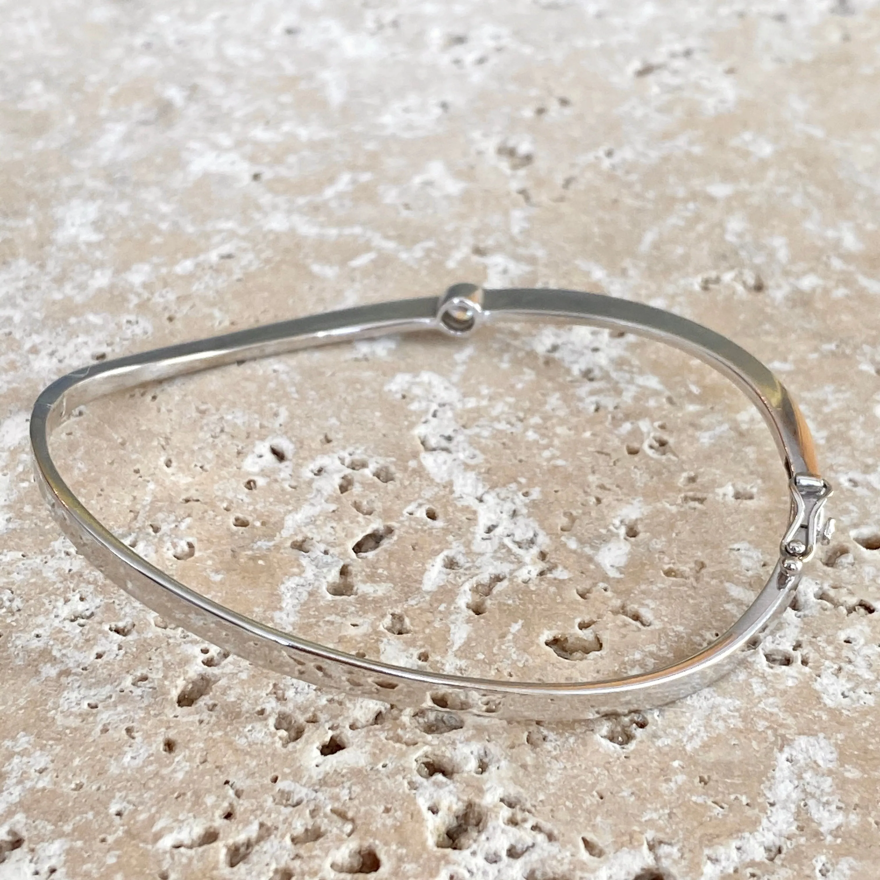 Estate 14KT White Gold Diamond Abstract Wave Bangle Bracelet