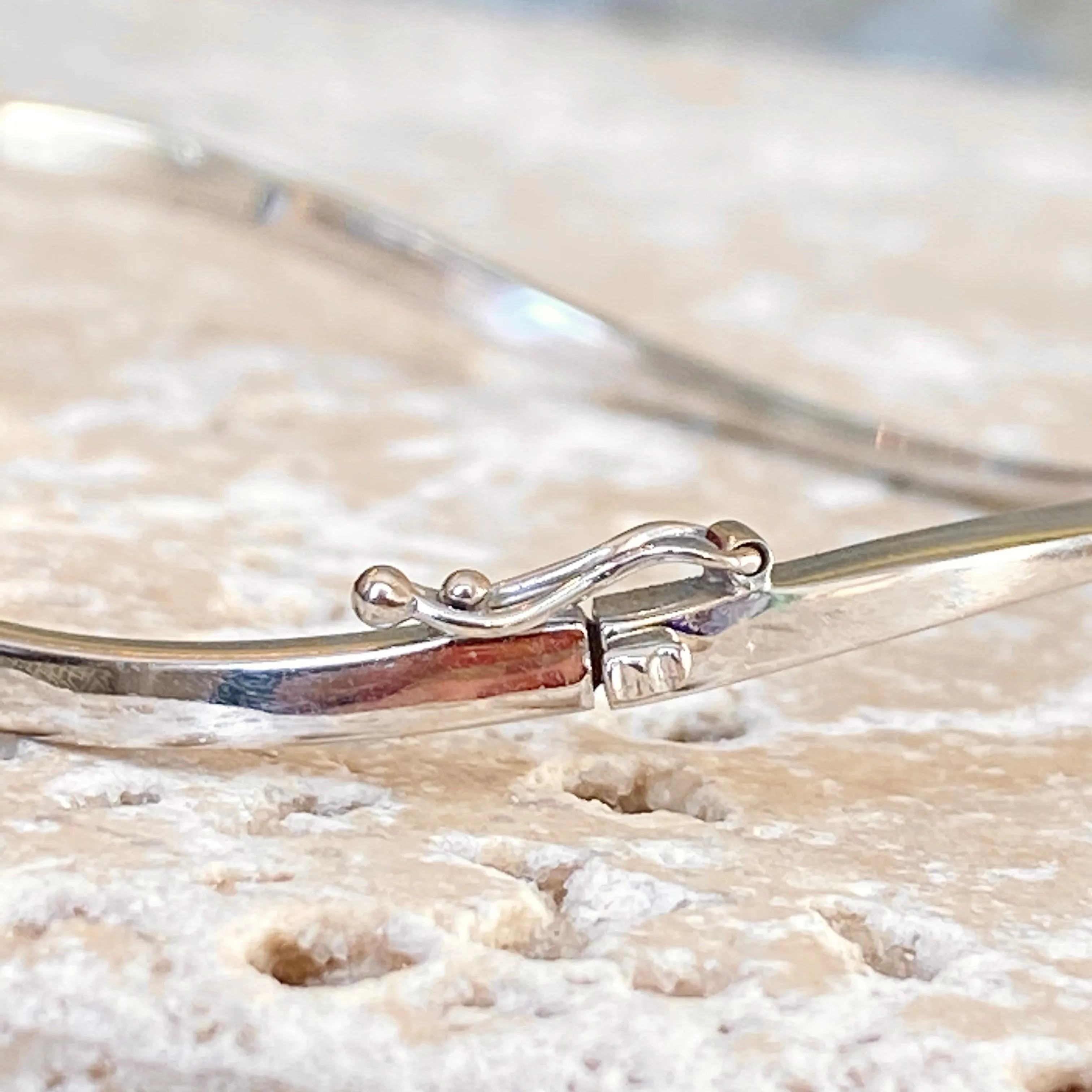 Estate 14KT White Gold Diamond Abstract Wave Bangle Bracelet